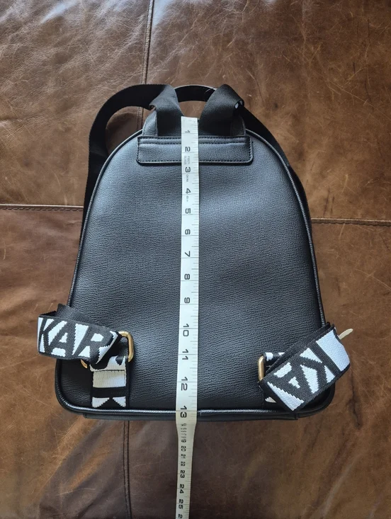 Karl Lagerfeld Paris Black  Backpack with Logo Straps and Charm Accents - Picture 14 of 16